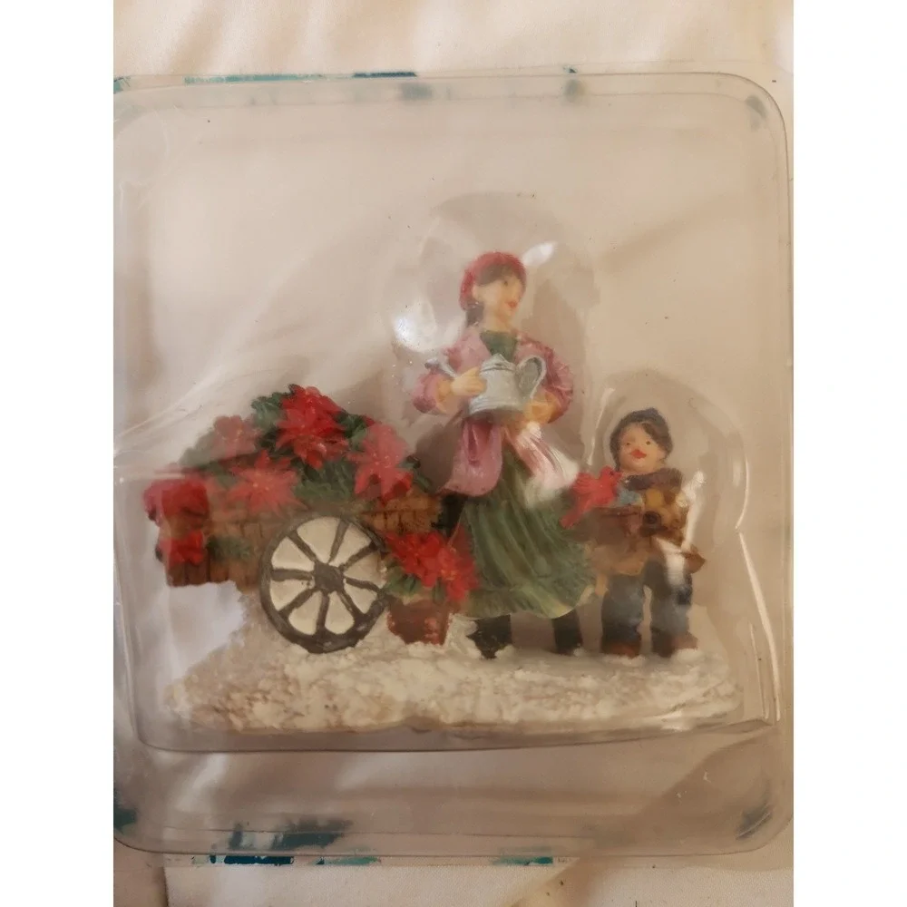 Village christmas decor woman and‎ child vintage
